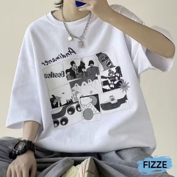 寬版上衣 短T大尺碼T恤 寬鬆上衣 短袖 短袖t恤 男女情侶衣 情侶裝 男裝男生衣服ATYT301【FIZZE】