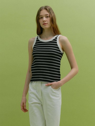 ROUND STRIPE SLEEVELESS TANK [black stripe]