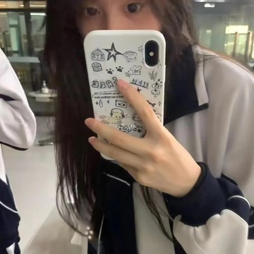 ins可愛涂鴉小狗蘋果16/15/14pro手機殼13/12軟11直邊xr少女78p/XS/x