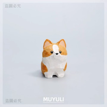 闆娘金選💛手工木雕柯基電腦桌面擺件小狗狗工位裝飾可愛小短腿新年禮物創意42d8