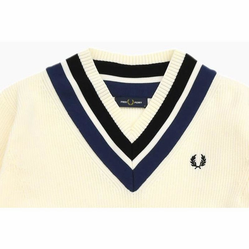 フレッドペリー セーター FRED PERRY メンズ ストライプド Vネック