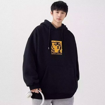 新款  內刷毛連帽  衛衣 男士 春秋季  潮牌  ins 寬鬆 休閒 加絨 帽衫 男生 上衣服 外套男 （YY490）