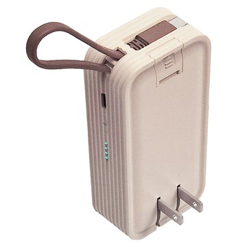 LaPO 自帶線 20W雙向快充2合1充電器行動電源 5000mAh TypeC 原廠保固  奶茶色  WT-06