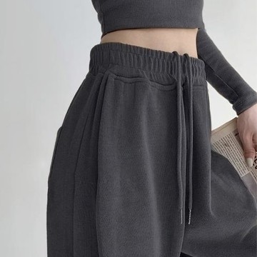 胖mm美式運動褲春秋季2025新款胖mm束腳高腰寬松顯瘦休閑衛褲子冬