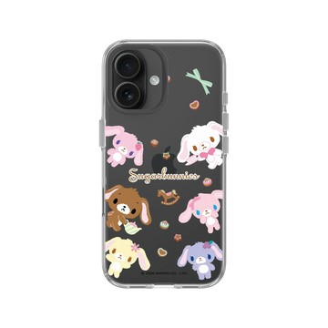 iPhone 16 Clear Case（相機按鈕） 透明 - 三麗鷗-蜜糖邦尼 Sugarbunnies - 雙胞胎兔排排站