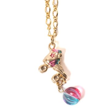 【Palnart Poc 官方正品】NE468 滑輪溜冰 粉藍色雕紋星星 直排輪 項鍊