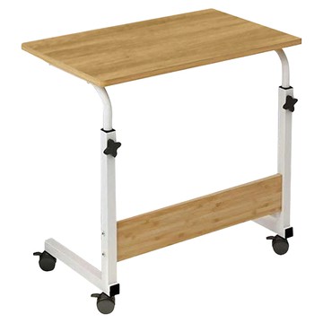 簡約升降可移動邊桌 加大桌面 穩固板材 萬向轉輪  蘋果木