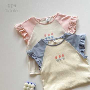 Mimo⭐夏女童短袖小飛袖女寶T恤上衣兒童薄女寶短袖