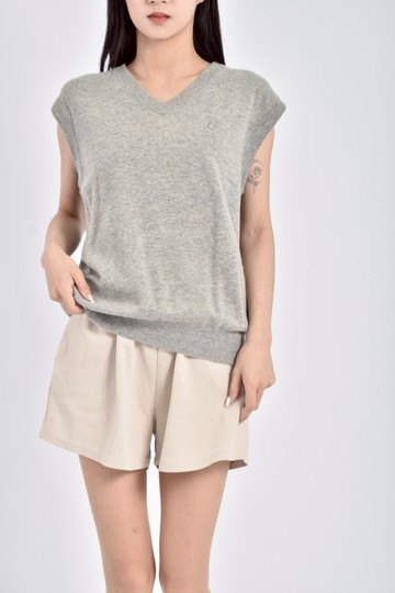 (L) pgatour質感羊毛針織v領背心灰色上衣