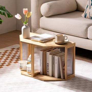 【含稅/免運】 創意藤編長虹玻璃茶幾客廳家用小戶簡約現代黑色復古侘寂組合邊柜