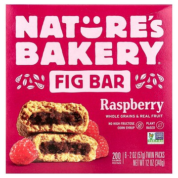 Nature's Bakery, 無花果零食棒，樹莓味，6 對，每對 2 盎司（57 克）