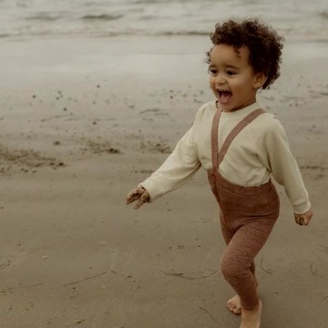 Silly Silas - 有機棉馬賽克吊帶褲 - Salted Caramel - 1~2Y