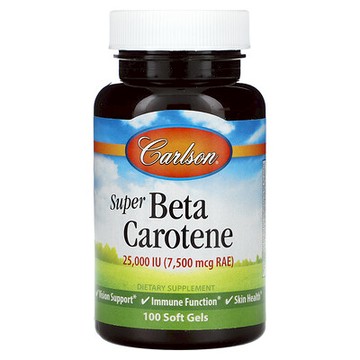 Carlson, 超優 β-胡蘿蔔素，7,500 微克 RAE（25,000 國際單位），100 粒軟凝膠