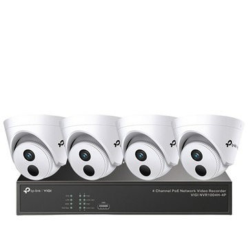 TP-Link 昌運監視器 組合 VIGI NVR1004H-4P 4路 PoE+ 網路主機+VIGI C440I VIGI 4MP 紅外線半球型監視器*4