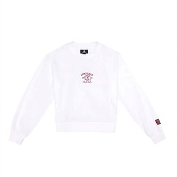 Converse Yoth Novelty Crew Fleece Top 女款 白色 刺繡 長袖 WCJ395-W2Y