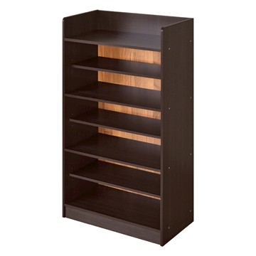 《HOPMA》艾爾七層鞋櫃 台灣製造 玄關櫃 開放收納櫃 置物邊櫃 鞋架-黑胡桃配拼版柚木