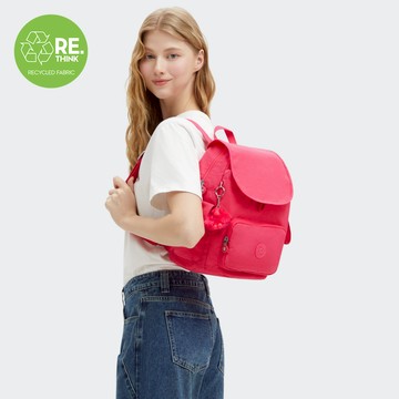 『猴子包』(網路獨家款)玫瑰粉色拉鍊掀蓋後背包-CITY PACK S