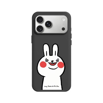 iPhone 17 Pro Max SolidX 黑 - 懶散兔與啾先生 Lazy Rabbit and Mr.Chu - 傻笑