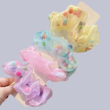 新款豬大腸球球發圈網紅同款風復古法式頭繩簡約皮筋女肥腸發飾品