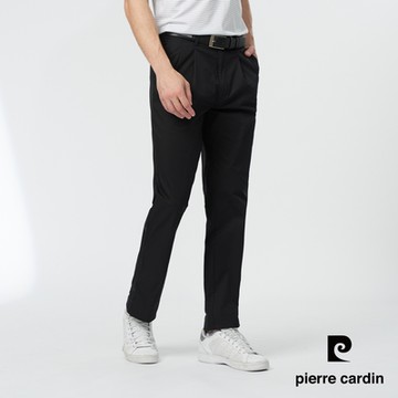 pierre cardin 皮爾卡登 男款 彈性打摺休閒長褲-黑色(5247875-99)