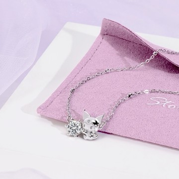 【STORY故事銀飾】Kuromi 莫桑鑽系列-酷洛米莫桑石單鑽純銀項鍊