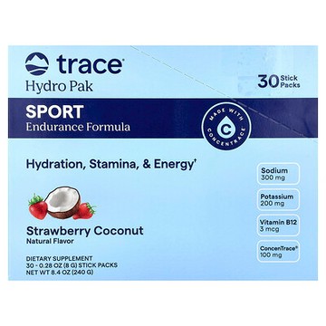 Trace, Hydro Pak Sport，草莓椰子味，30 條，每條 0.28 盎司（8 克）