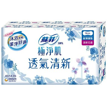 蘇菲 極淨肌透氣清新超薄護墊(花香40片*3入/組) [大買家]