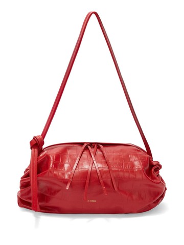 Jil Sander - crocodile-embossed leather shoulder bag - women - Calf Leather - One Size - Red