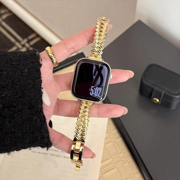 夏季質感細款麥穗金屬錶帶 適用於Apple watch11錶帶 iwatch錶帶 全系列通用錶帶 當季錶帶