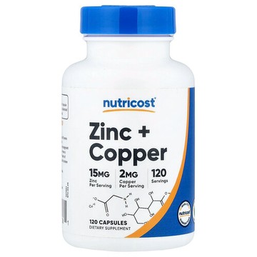 Nutricost, 鋅 + 銅，120 粒膠囊