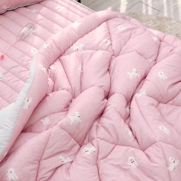 CHOUETTROOM 蜜桃絨薄被 比熊印花  雙人 180 x 220cm  粉色