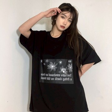 黑色短袖t恤女夏季新款寬松ins潮設計感小眾oversize半袖上衣