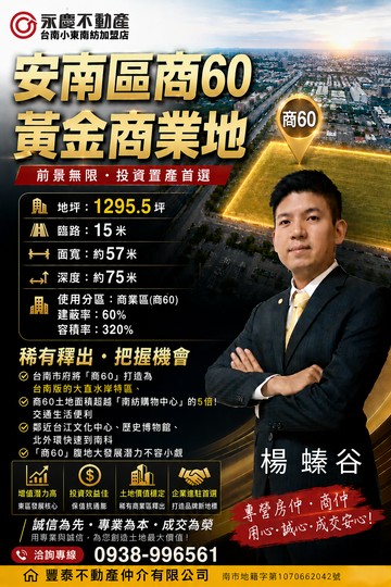 安南區北安商業圈/商60重劃區/比例漂亮商業建地｜台南市安南區草湖寮段