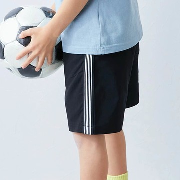 日本 devirock - 嫘縈舒適側邊條紋短褲-黑