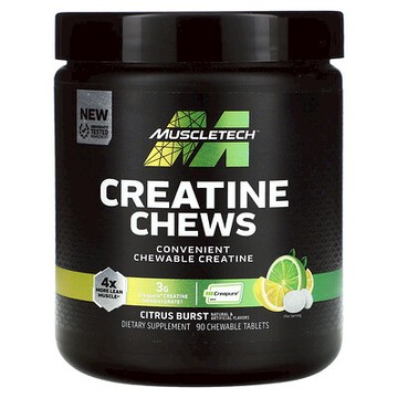 MuscleTech, 肌酸咀嚼片，爆裂柑橘味，3 克，90 片咀嚼片（每片 1 克）