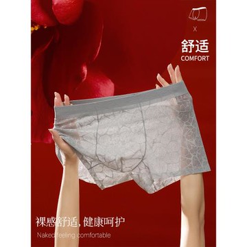 蕾絲男士內褲10A抑菌透明冰絲無痕抗菌黑絲襪2025網紗男生平角褲