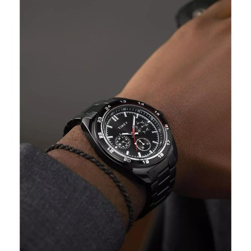 【TIMEX】天美時 Weston 45毫米 星期 日期  24小時顯示 多功能不鏽鋼鍊帶腕錶 (黑 TXTW2Y22800)