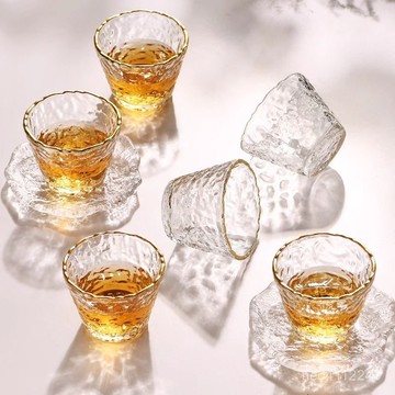 臺灣出貨⚡冰露茶具八件套高溫玻璃茶具家用錘紋功夫茶道杯茶碗茶具家庭套裝 茶具組 茶具 茶杯 茶壺 泡茶壺 茶具套裝玻璃品