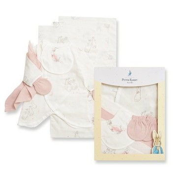 比得兔 天絲泡泡紗蝴蝶兔裝/連身衣8件組禮盒 (兔裝+手套+紗布手帕x2+紗布澡巾x2+紗布口水巾)