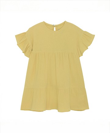 短袖洋裝(淺鵝黃)98cm