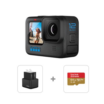 GoPro HERO12 Black 不斷電套組(HERO12+專用座充+Enduro雙電池組+64G記憶卡)
