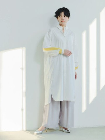 拼接配色襯衫洋裝(7B21L0H0240) - YECCA VECCA