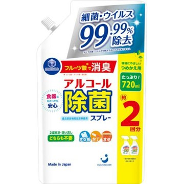 日本【第一石鹼 】酒精廚房抑菌噴霧 補充包 720ml 二入組合