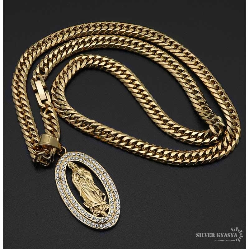 6面カット ダブル喜平ネックレス 18k gp 奇跡のメダイ ネックレス