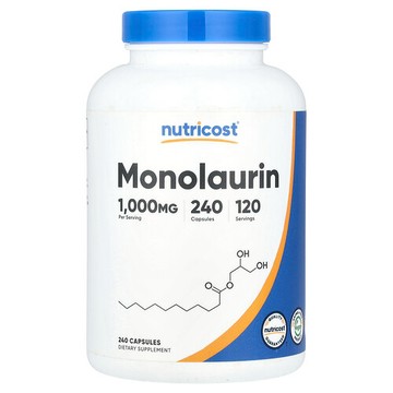 Nutricost, 月桂酸甘油酯，1000 毫克，240 粒膠囊（每粒膠囊 500 毫克）