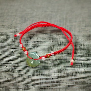 冰綠翡翠平安扣編織手鍊 | 天然緬甸玉翡翠A貨 | 送禮