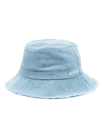 A.P.C. - logo-print denim bucket hat - men - Cotton/Polyester/Cotton - 56 - Blue