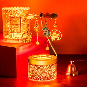 香薰蠟燭杯旋轉燭臺夢幻浪漫走馬燈歐式精致創意擺件生日結婚禮物