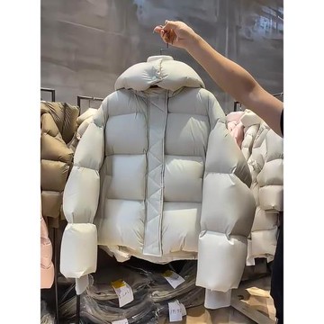高品質90白鵝絨超厚寬松小個子連帽面包短款云朵puff泡芙羽絨服女
