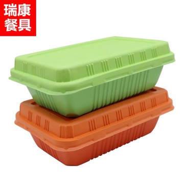 瑞康餐盒一次性快餐盒蓋澆飯方盒1000ml長方盒彩色加厚外賣餐具厚